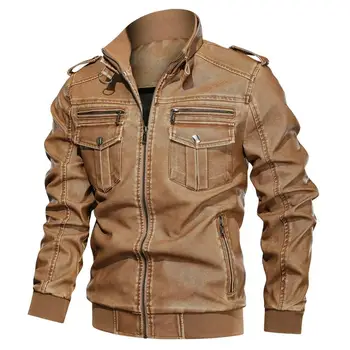 

New Men Leather Jacket Autumn Winter Killer Mens Vintage Motorcycle Faux Leather Coat Fashion Pu Plus Size L -6xl Bomber Jacket