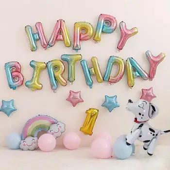 

Balloons Set Happy Birthday Party Letter Balloon Kit First Birthday Unicorn Theme Party Home Decor Baby Shower Photograph Props