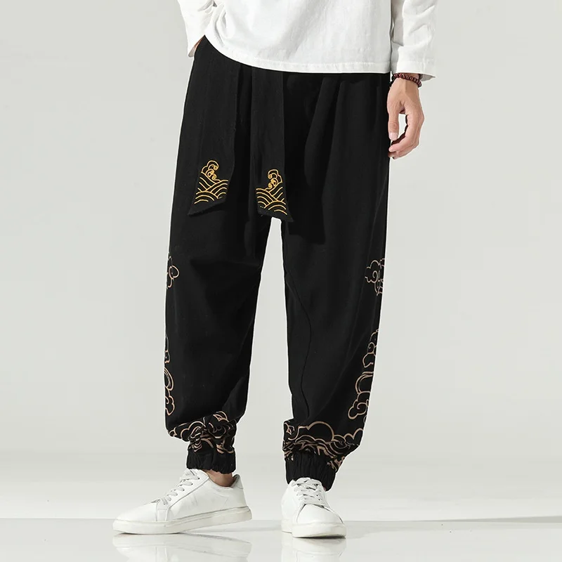 Chinese Style Retro Cotton Kung Fu Pants Men Clothing Autumn Fashion Clothes Loose Casual Pants Plus Size Harem KK3828