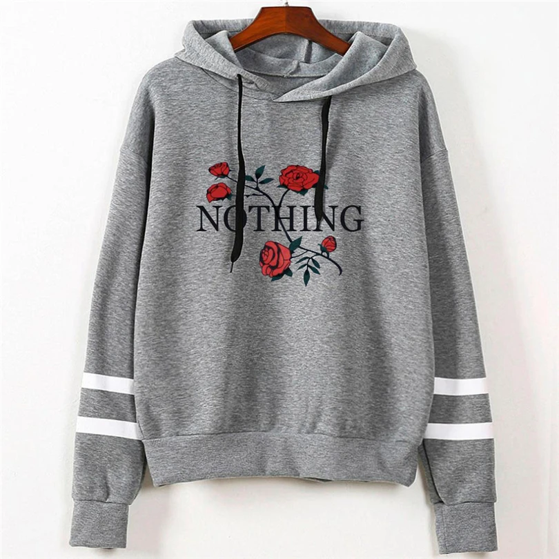  2019 Women's Fashion Sweatshirt Womens Autumn Nothing Print Long Sleeve Hoodie Sweatshirt Jumper Ho