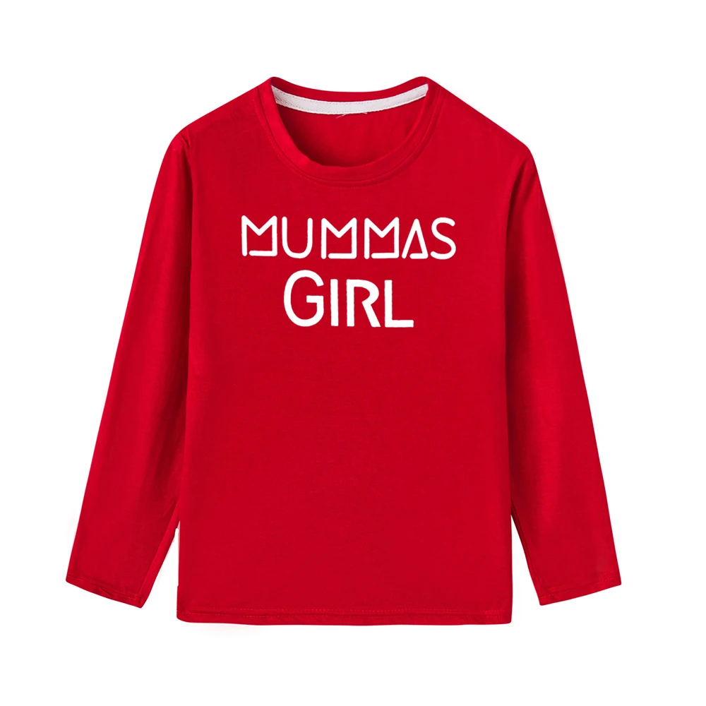 Mumma's с принтом для девочек детская футболка одежда для маленьких девочек; модные футболки с длинными рукавами Повседневное с О-образным вырезом для детей, пуловер с надписью Футболка Топы