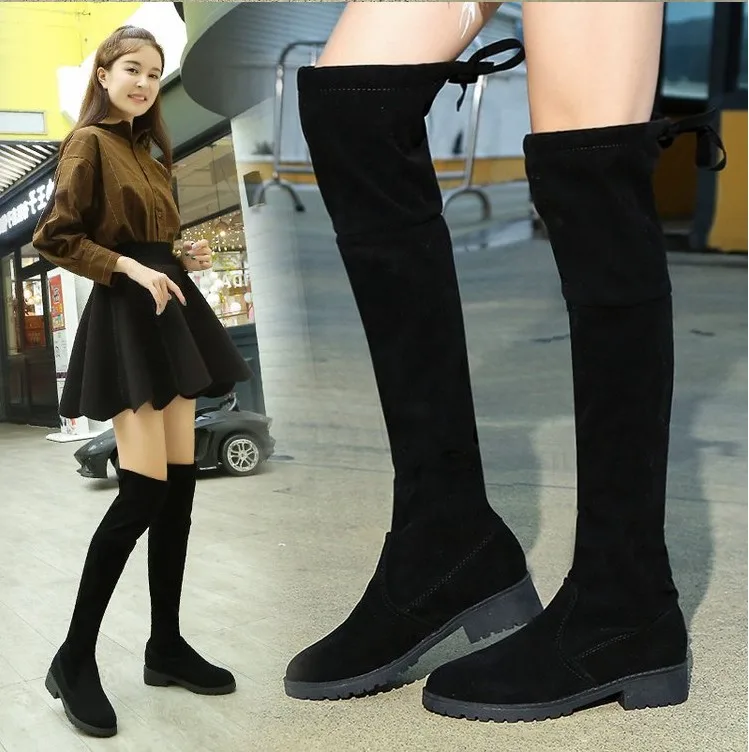 SWYIVY Chaussure Femme/зимняя женская обувь; женские сапоги из флока; коллекция года; женская зимняя обувь; Сапоги выше колена; женская обувь на платформе