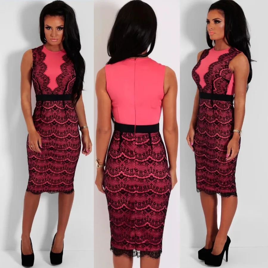 

Sj3071 Europe And America WOMEN'S Dress Slim Fit Eyelash Lace Medium-length Dress Pencil Skirt