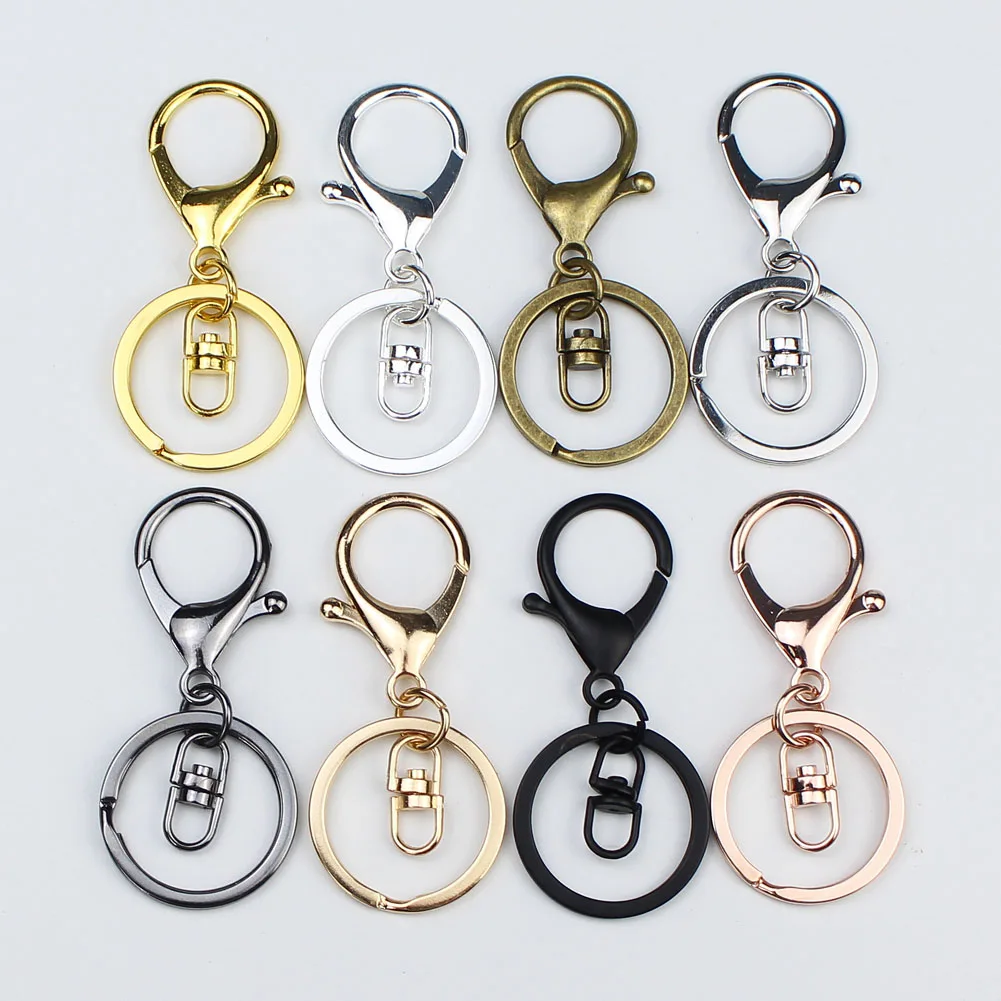

5pcs/lot 9 colors Keychain Ring 30mm Key Ring Length 70mm Lobster Clasp Key Hook Chain For Jewelry Making Findings Supplies