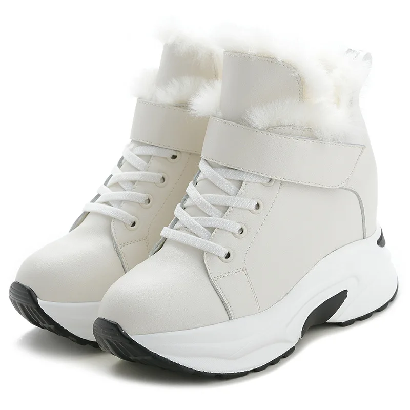 SWYIVY/Белая обувь на массивном каблуке; зимние женские ботинки; повседневная обувь на платформе; коллекция года; женские ботильоны; теплая зимняя женская обувь на меху