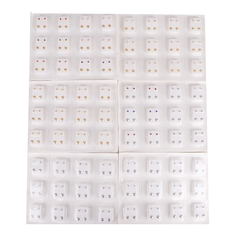 24pcs=12Pairs Surgical Steel Ear Studs Earrings Set Medical Earrings Piercing Tool Kits Women Jewelry