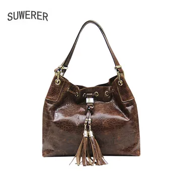 

New Women Leather Shoulder Bag Real Cowhide Leather Handbags Luxury Handbags Women Bags Designer Famous Brand Female Bag Brown
