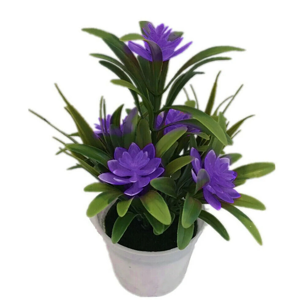 1pc Artificial Flowers Desk Decorative Bonsai Artificial Plants Garden Simulation Potted Plant For Home Decoration Hotel Garden - Цвет: Purple
