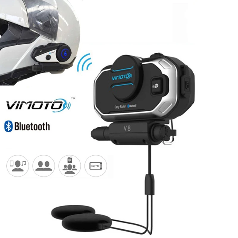 VIMOTO Easy Rider VIMOTO V6/V8 шлем Bluetooth гарнитура мотоцикл стерео наушники 2 способ радио для мобильного телефона gps
