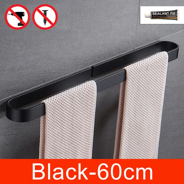 No Drill Aluminum Towel Holder Set