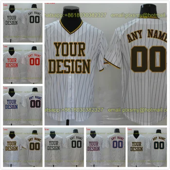 

Customize Baseball Jerseys Embroidered Stitched Team Logo Name Number Softball Uniform Button Down Shirts White Stripe Pinstripe