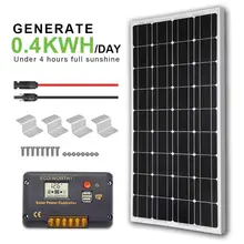 ECO-WORTHY 12V 100W монокристаллическая солнечная панель+ 20A lcd контроллер заряда+ пара 16 футовых солнечных кабелей+ кронштейн Z для RV