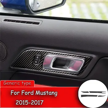 

2Pcs Car Styling Carbon Fiber Sticker Front door handel frame Cover Trim Sticker For Ford Mustang 2015-2017