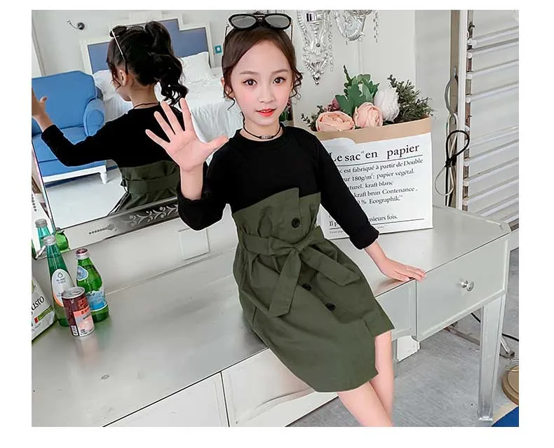 School New Girls Dresses 2019 Teenage Children Patchwork Dress Autumn Spring Girl Dress Baby Princess Dress Toddler Clothes (11)