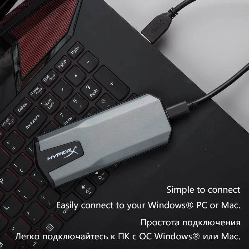  Original Kingston HyperX USB3.1 Mobile Festplatte Solid State (PSSD) Klinge Serie 500 MB/s Grau Bli