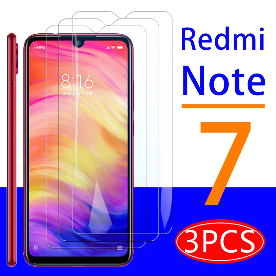 1 3 шт. Защитное стекло для xiaomi Redmi note 7 readmi note7 закаленное не защита экрана xiaome xaomi