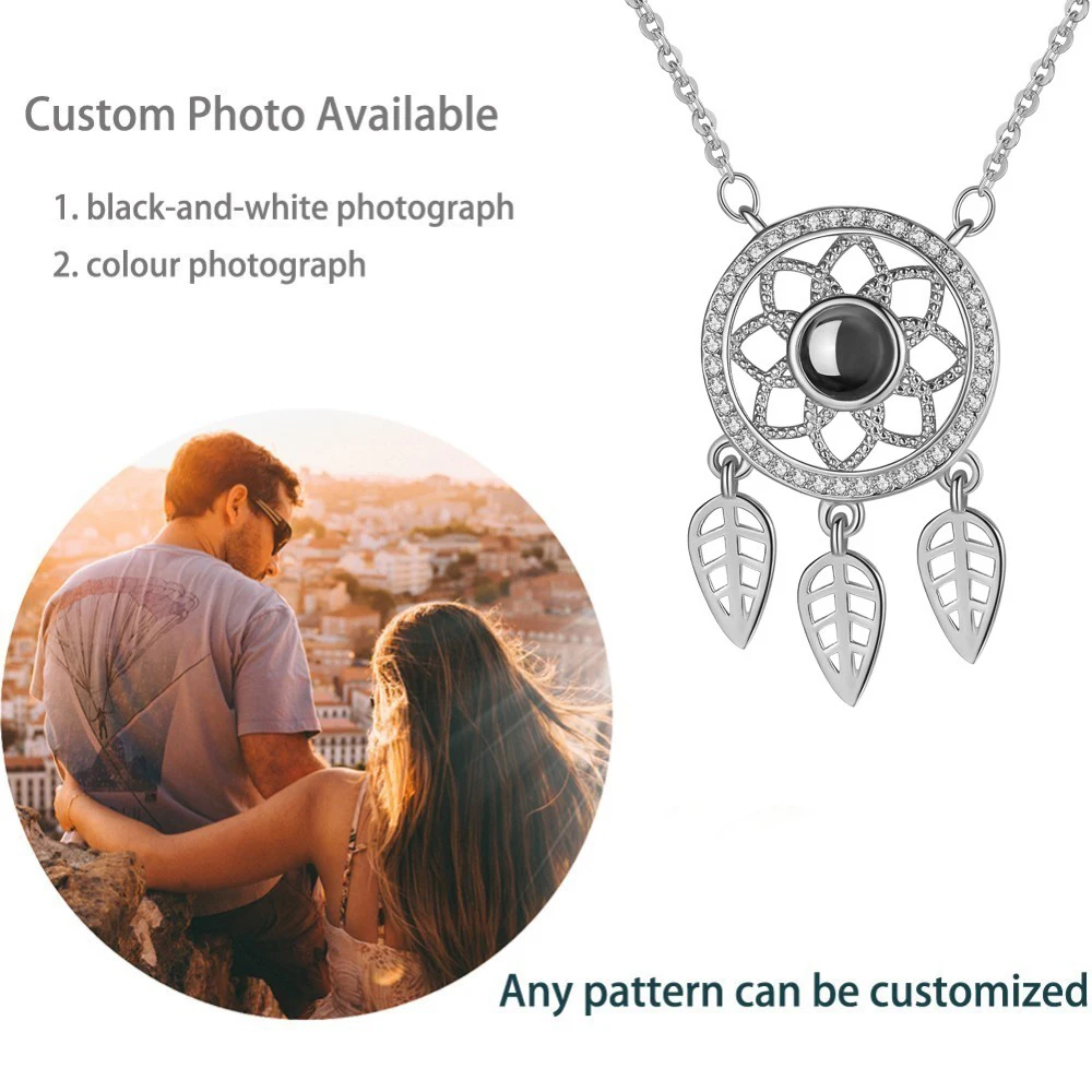 custom photo silver Новинка, ожерелье Ловец снов из серебра S925 пробы, 100 языков, я люблю тебя, 520, ожерелье с подвеской, можно настроить - Окраска металла: custom photo silver