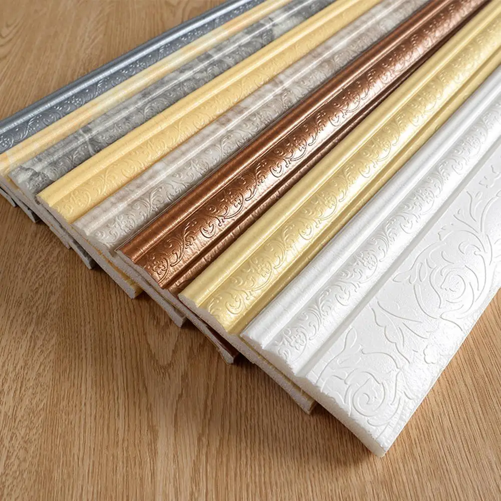 

Durable Self-Adhesive Non-toxic PVC 3D Skirting Sticker Foot Line Frame Waterproof Wall Decal Background Home Decoration
