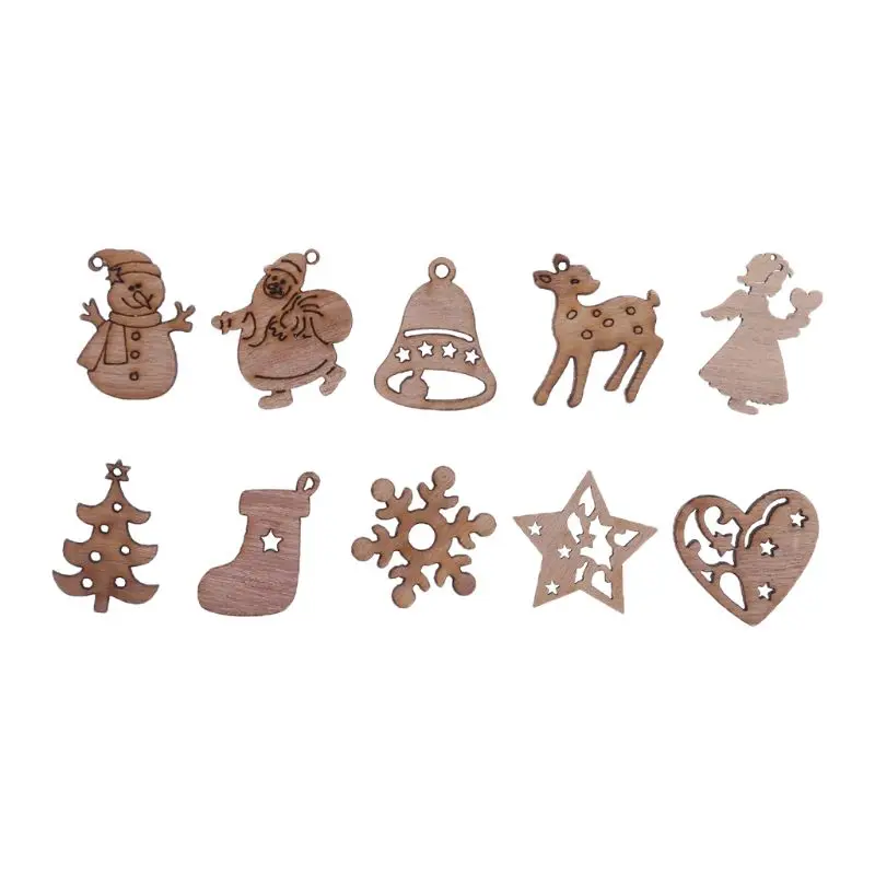 

50pcs Christmas Tree Hanging Pendant Snowflake Snowman Star Boots Discs Ornaments for Xmas Party Decorations