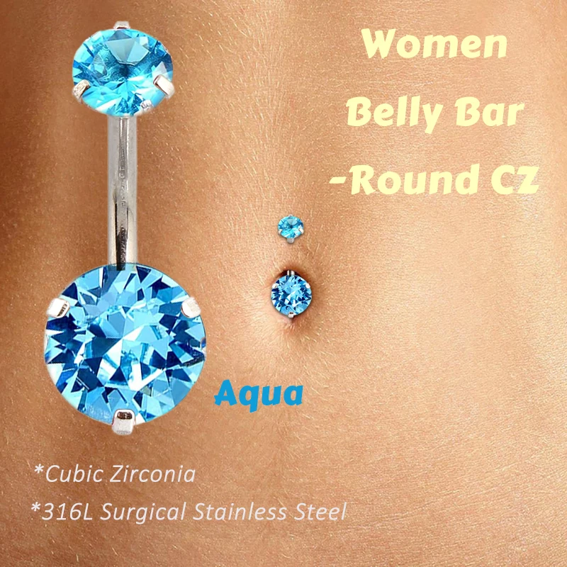 316L Surgical Stainless Steel Belly Button Rings Navel Piercing Bar Round CZ-Cubic Zirconia Body Jewelry 1 Pc/Pack Piercing Jewelry Belly Button Earrings Belly Button Piercings Body Piercing Jewelry Body Jewelry