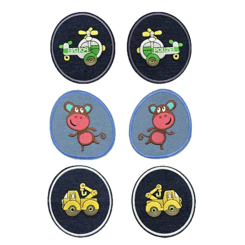

1 Pair Iron On Patch Jeans Denim Embroidered Patch DIY Clothing Accessories Repair Knee Elbow Patches For Kids