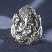 100% echt 999 STERLING SILBER Herren frauen Herr Hindu Ganesh Elefant Indien Yoga Schmuck Ring ringe handgemachte Luxus A4537