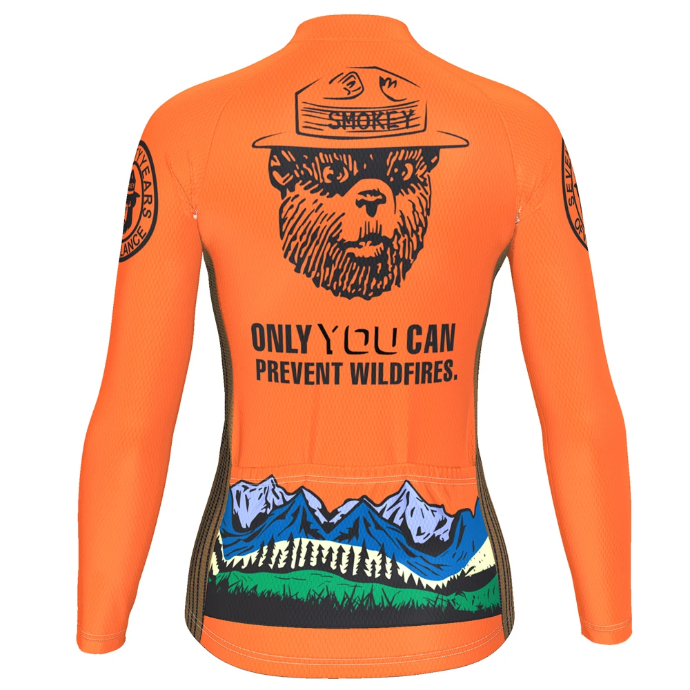 HIRBGOD, новинка, женская футболка с длинным рукавом для велоспорта, Американский медведь, дымчатый оранжевый топ для велоспорта, одежда для велоспорта, TYZ082-04