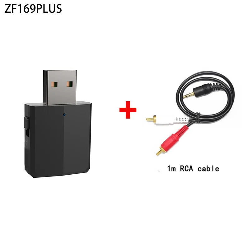 VAORLO 5,0 USB Bluetooth адаптер 3 в 1 стерео аудио Bluetooth приемник трансмиттер 3,5 мм AUX беспроводной ключ USB для ПК ТВ автомобиля - Цвет: Black With RCA Cable
