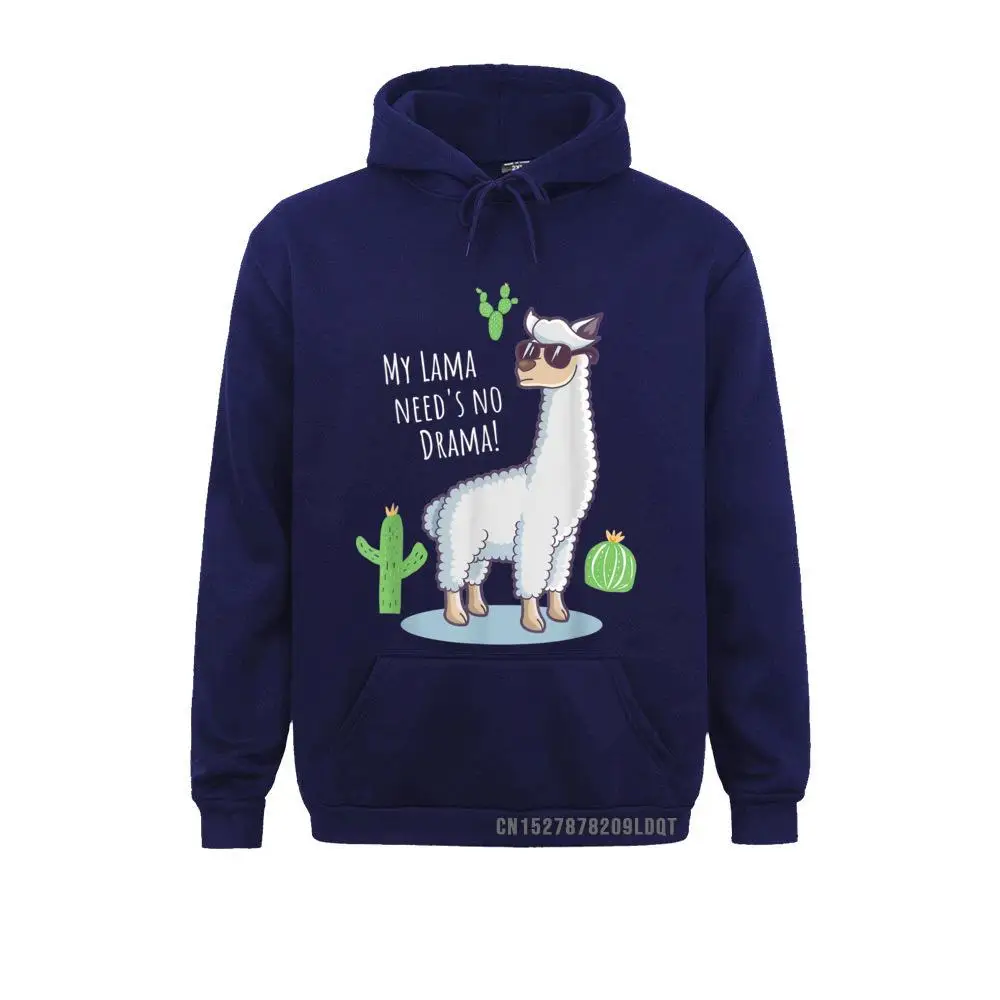 Hot Sale Man Sweatshirts Long Sleeve Llama Need's no Drama - Funny Lama Cactus Design T-Shirt__B11292 Hoodies Design Clothes Llama Need's no Drama - Funny Lama Cactus Design T-Shirt__B11292navy