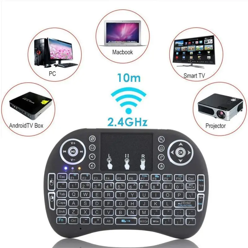 

2.4G Wireless Mini Keyboard 7 Color Backlit Game Keyboards 92 Keys For Xbox TV Box PC Laptop