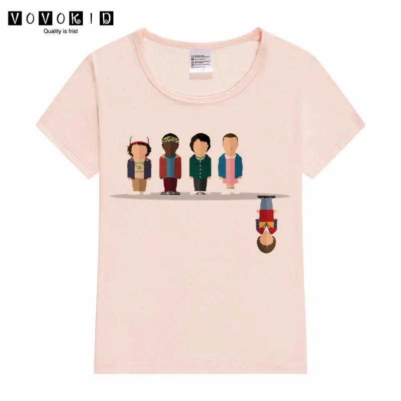 

Little Girl Boy Stranger Things Print T-shirt Kid Children Managa Funny T Shirts Toddler Girl Pink Grey White Tops
