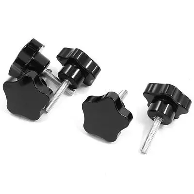 

36mm Star Head Dia 6 x 30mm Male Thread Screw on Type Knob 5 Pcs