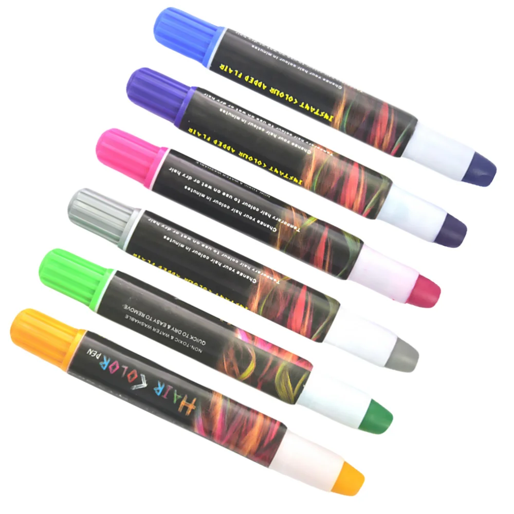

6PCS Hair Dyed Crayons Disposable Practical Temporary Hair Chalks Hair Color Tool Coloring Essentials Set for Girl Lady Woman