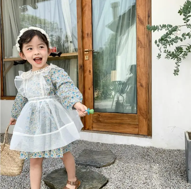 Новое Стильное платье с принтом для девочек, модные хлопковые весенние платья для девочек 1-6 лет, HJ330