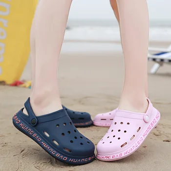 

2020 Large Size Couples Slipper Men And Women Porous Shoes New Style Breathable Men WOMEN'S Beach Shoes Men And Women