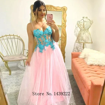 

Pink Girl Sweetheart Aline Evening Dresses Prom Tulle Appliques Arabic Vestidos De Fiesta De Noche Robe De Soiree Plus Size