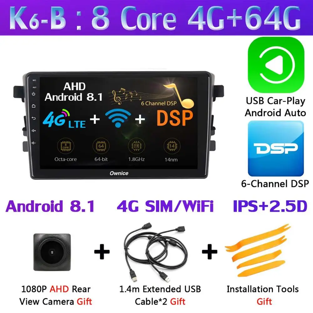 K6-B-CarPlay " 360 ° панорамный автомобильный dvd-плеер Android gps навигации для Suzuki Celerio/Cultus автомобиля DSP 4 аппарат не привязан к оператору сотовой связи - Цвет: K6-B-CarPlay