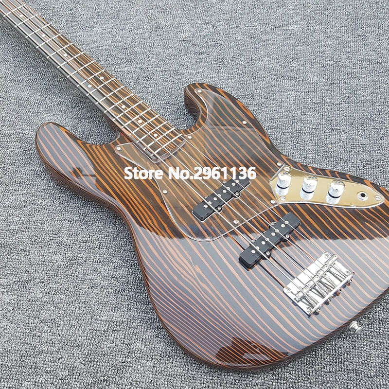 2019 High quality electric bass guitar,Zebra wood bass guitar