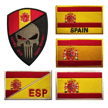 

XIC Spain Flag Badge Velcro Embroidered Army Military Tactical Hook Patches Spanish Flags Cloth Stickers Shoulder Emblem Patch