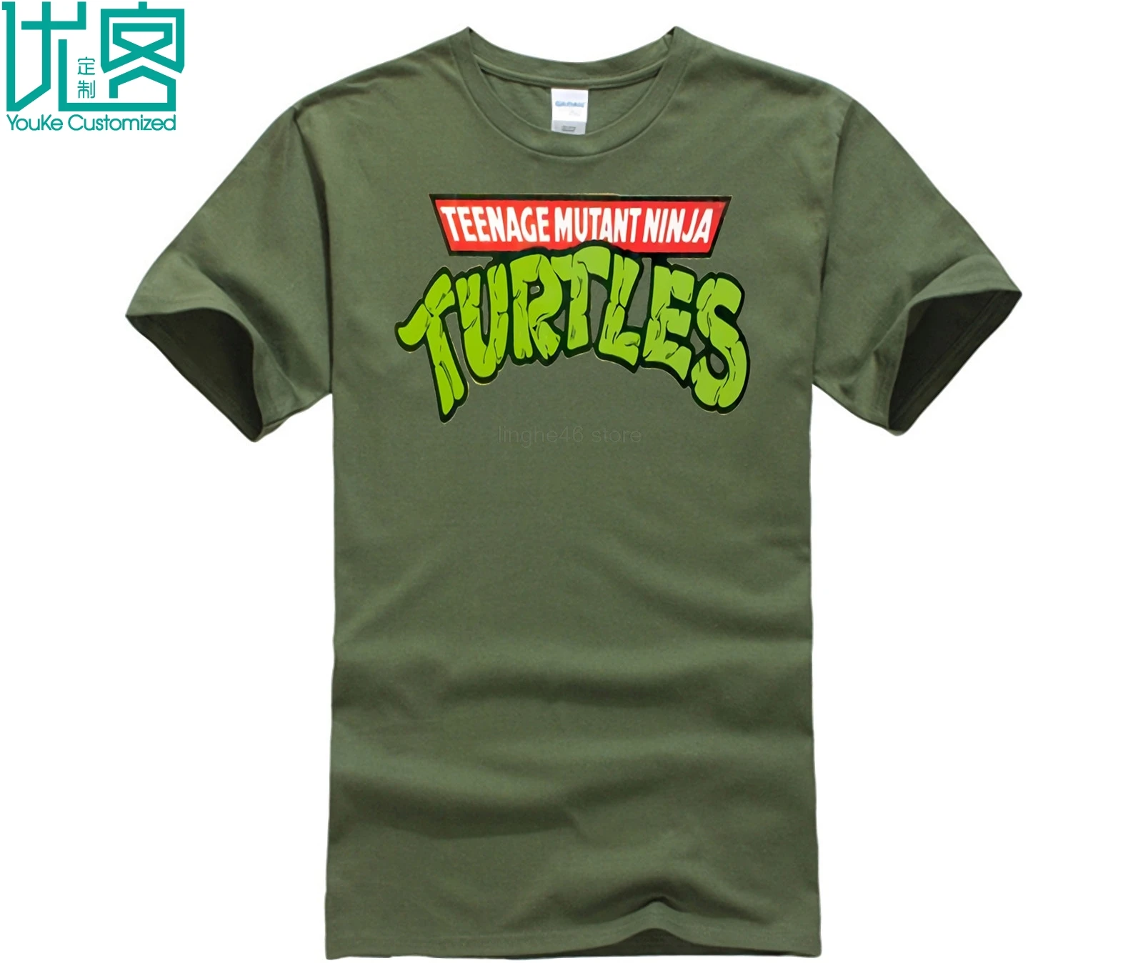 Teenage-Mutant-Ninja-Turtles-Classic-Logo_9096e7b3-16de-4f99-8e08-bb48eb5114ab футболки на заказ - Цвет: army green