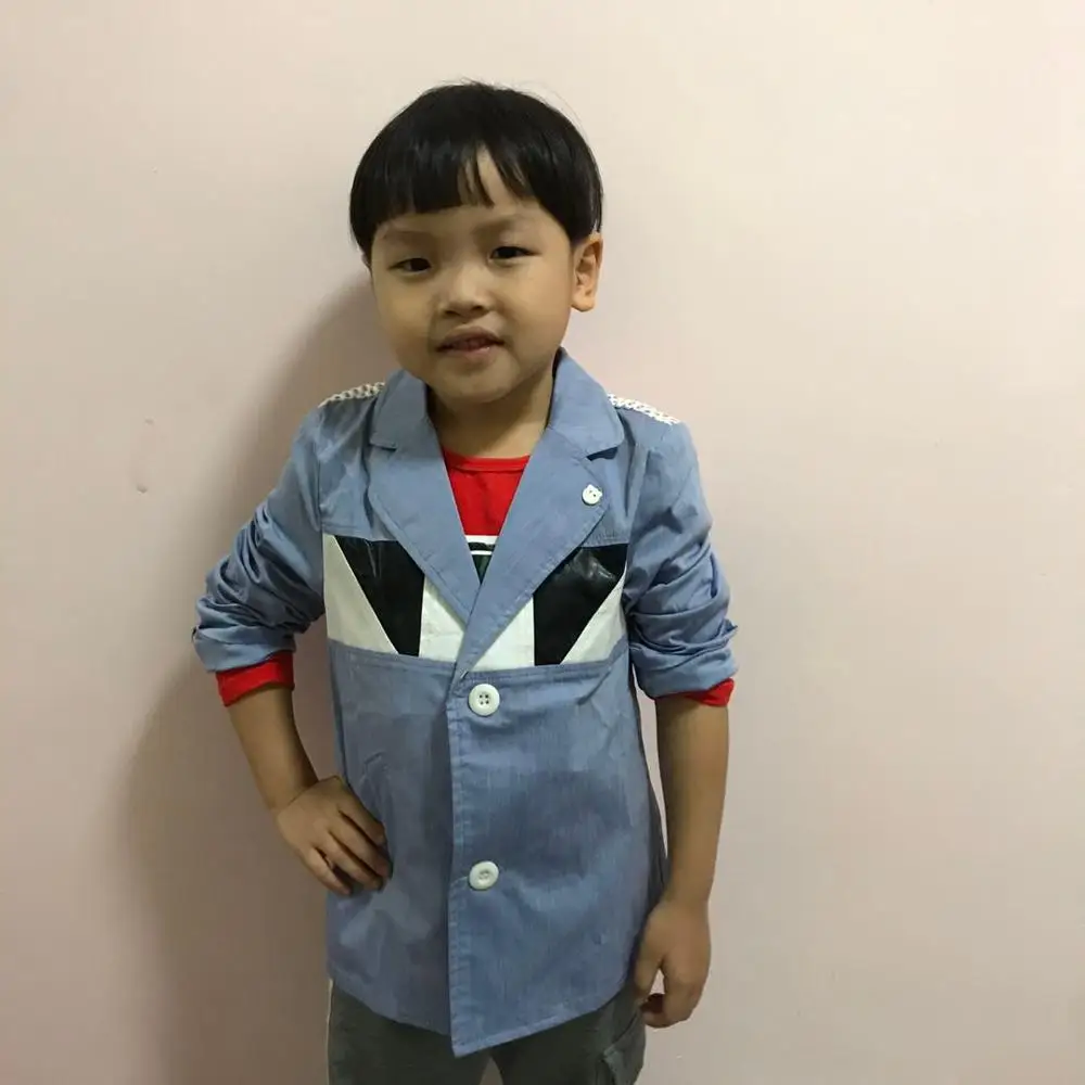 

Child boy handsome button jacket kids new 2020 spring and autumn children's hollow coat