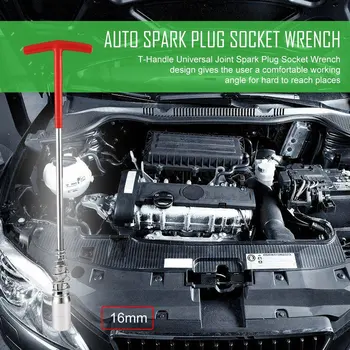 

T-Handle Universal Joint Spark Plug Socket Wrench Remover Installer Auto Car Repair Tool Multifunctional Non-slip