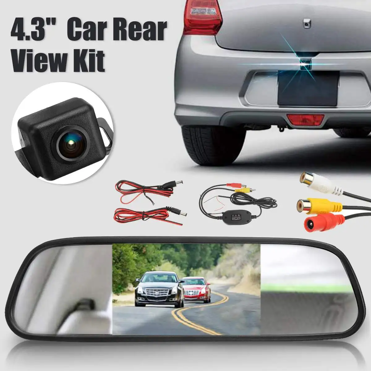 

4.3" Wireless HD TFT LCD Auto CarMirror Monitor Display Screen LED Reverse Rear View Camera Night Vision Parking System