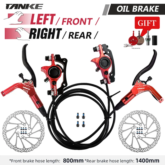TANKE MTB Bike Hydraulic Disc Brake Set 160mm Rotors Oil Calliper