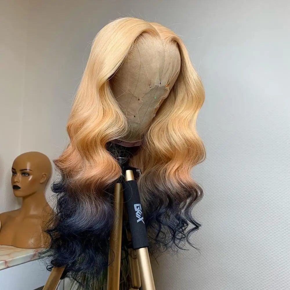 Get This Wigs Golden-Hair Water-Wave Lace-Front Pre-Plucked Black Human for Women with Baby LINMAN NyoAb565o