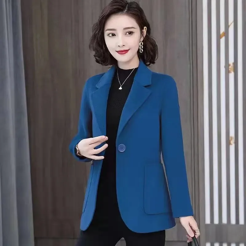 Woolen Small Suit Women's Coat Autumn Winter 2022 New Female Outerwear elegant Long Sleeve Suits Slim Blazer Ladies Jacket lawn suits