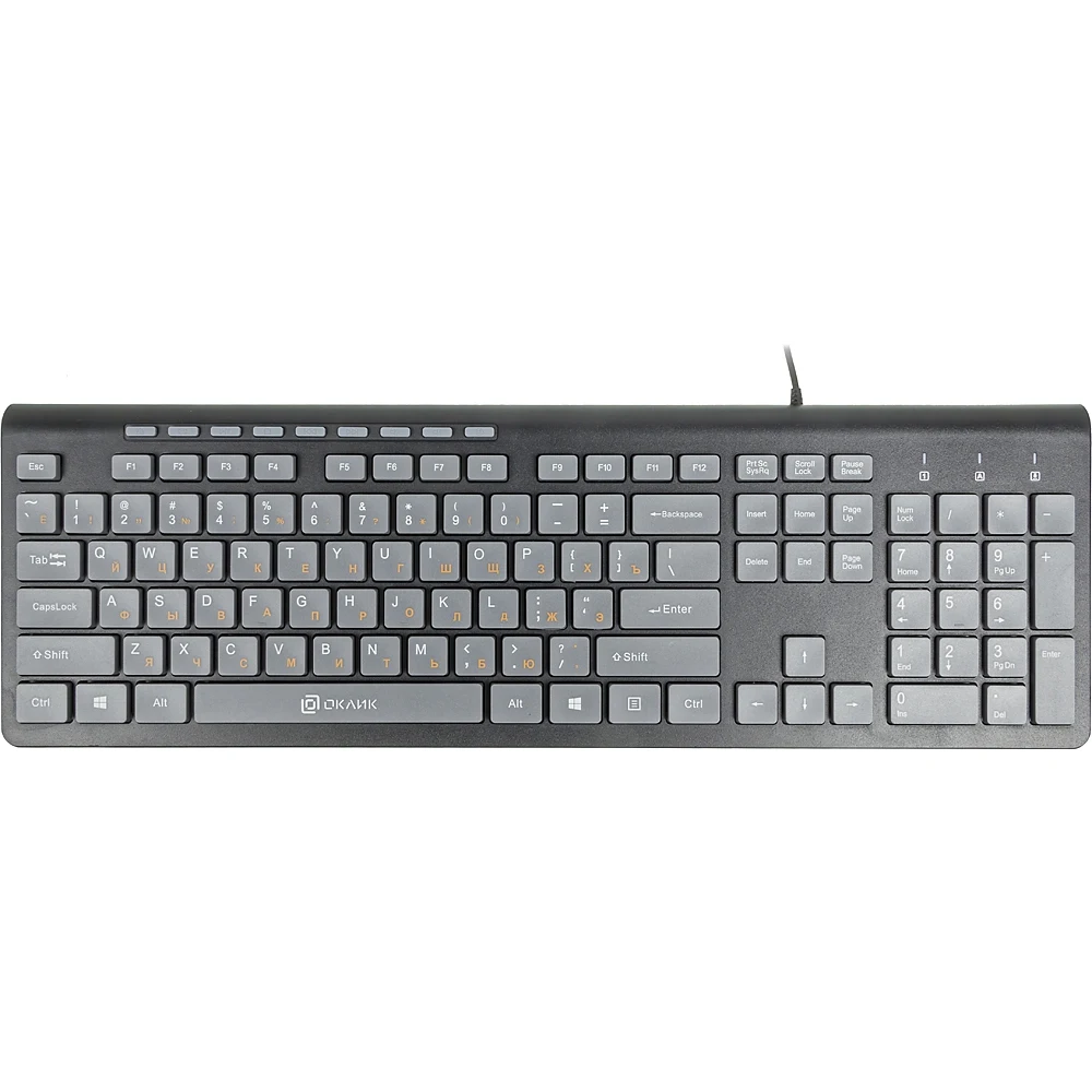 Клавиатура Oklick 480M черный/серый USB slim Multimedia