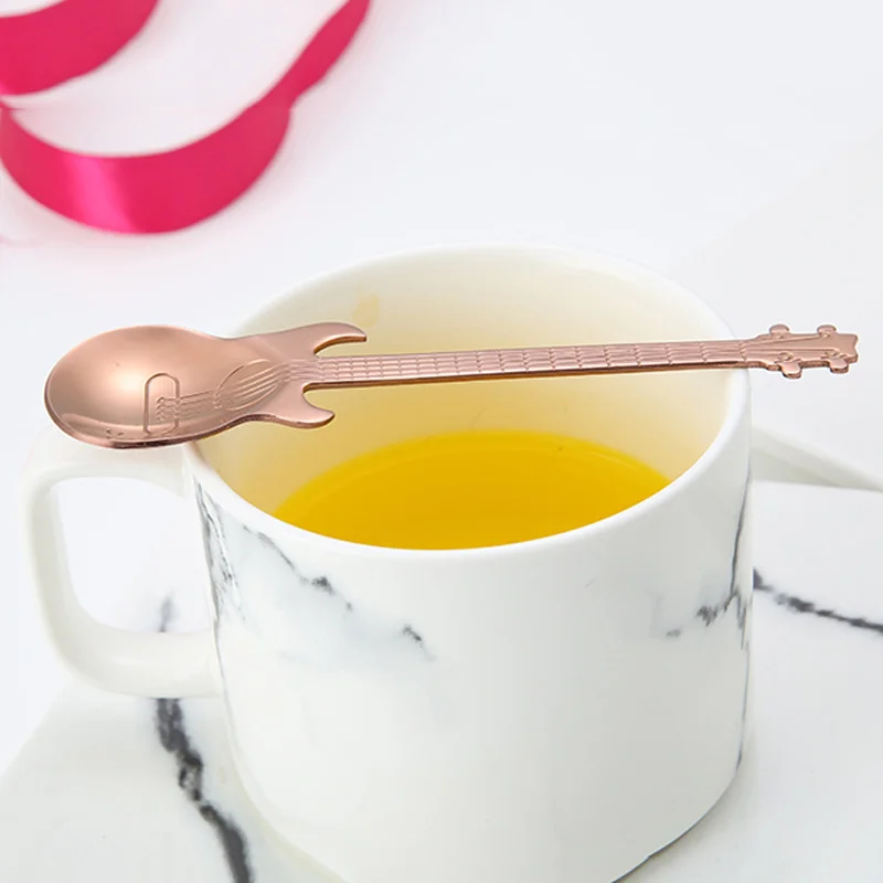 Colorful Guitar Coffee Spoon Dessert Cutlery Tea Spoon High Quality Stainless Steel Coffee Teaspoon Kitchen Accessories
