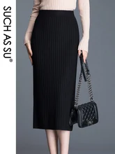 *#Best Price SUCH AS SU New Knit Skirts Womens Fall Winter 2019 Black Mid Long Pencil Skirt Elastic High Waist Female Pleated Wrap Skirt *#Best Price SUCH AS SU New Knit Skirts Womens Fall Winter 2019 Black Mid Long Pencil Skirt Elastic High Waist Female Pleated Wrap Skirt
