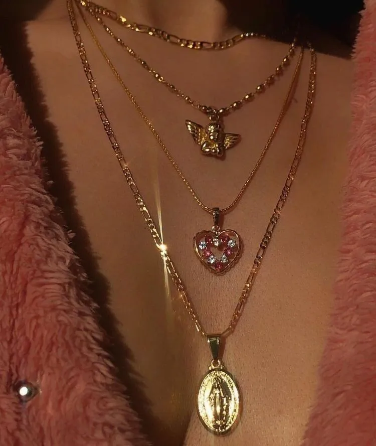 Женское Ожерелье сердце Ангела розовый кристалл девственница Мэри подвеска